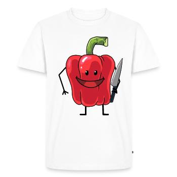 Poivrons Légumes Crèmes saines Couteaux de cuisine - T-shirt Premium bio Homme - blanc - Devant - Nico (187cm)