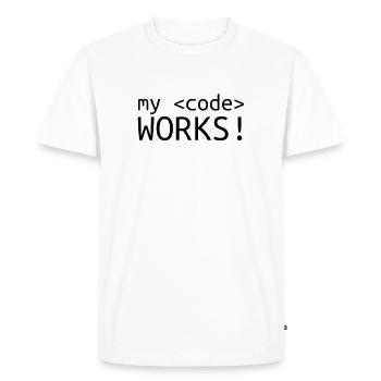 My code does programming computer science - Men's Premium Organic T-Shirt - white - Front - Nico (187cm)