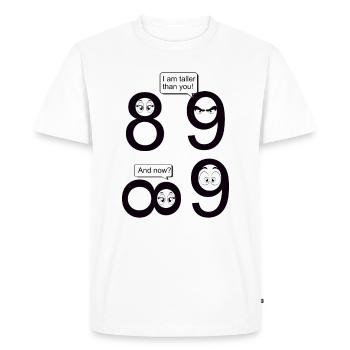 math math joke 8 & 9 i am taller than you - Men's Premium Organic T-Shirt - white - Front - Nico (187cm)