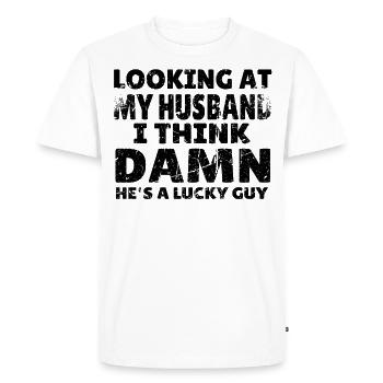 Glance into the My Husband Ichs Damn a lucky game - Men's Premium Organic T-Shirt - white - Front - Nico (187cm)