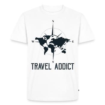 World Travel Addict Travelers Travelers Thematic - Men's Premium Organic T-Shirt - white - Front - Nico (187cm)