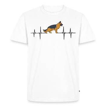 Chiens d'amour de battement de coeur de berger allemand EKG - T-shirt Premium bio Homme - blanc - Devant - Nico (187cm)