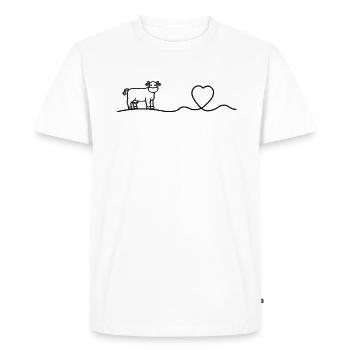 Cadeau d'art de ligne de battement de coeur de battement de coeur de vache - T-shirt Premium bio Homme - blanc - Devant - Nico (187cm)