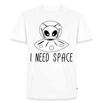 Alien I Need Space Aliens UFO Gift - Men's Premium Organic T-Shirt - white - Front - Nico (187cm)