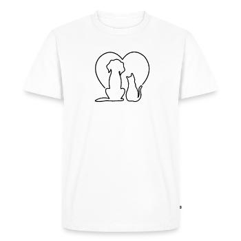 Chat & chien conception chiens coeur fête des mères - T-shirt Premium bio Homme - blanc - Devant - Nico (187cm)