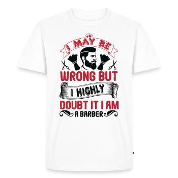 Barber shop coupe de cheveux barbe coiffeur cadeau - T-shirt Premium bio Homme - blanc - Devant - Nico (187cm)
