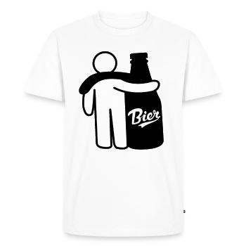 Bière bouteille bonhomme allumette bière amis - T-shirt Premium bio Homme - blanc - Devant - Nico (187cm)