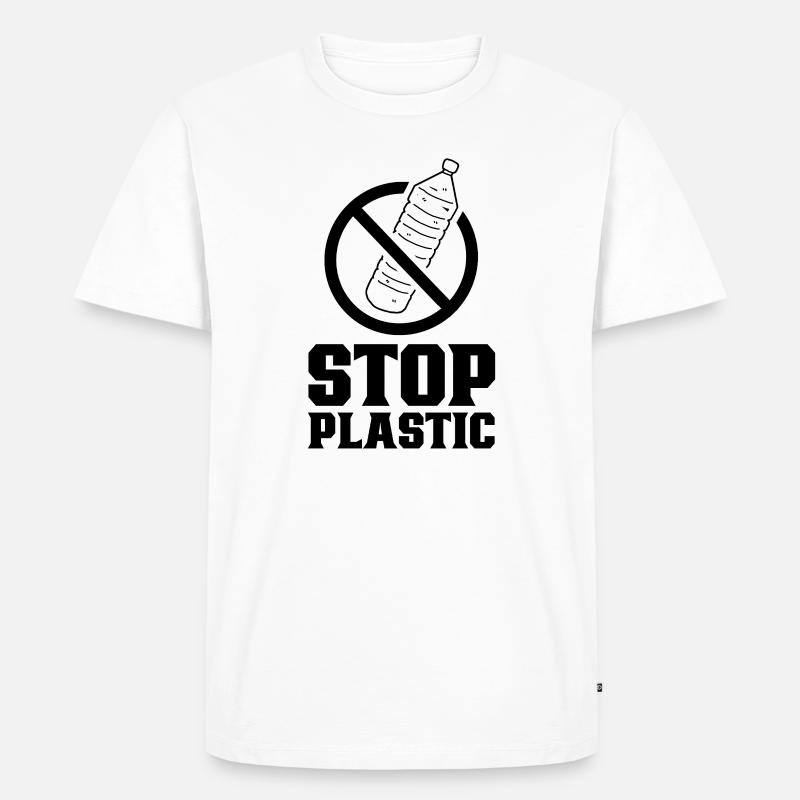 Fermare l'inquinamento da plastica dei rifiuti di plastica - Maglietta ecologica premium da uomo - bianco