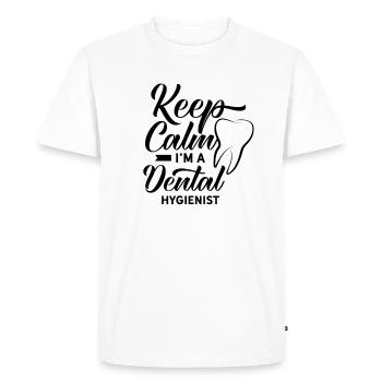 Keep Calm I'm A Dental Hygiéniste Profession Zah - T-shirt Premium bio Homme - blanc - Devant - Nico (187cm)