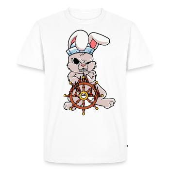Timonier maritime Marin Lapin Nautique Feu Ahoy - T-shirt Premium bio Homme - blanc - Devant - Nico (187cm)