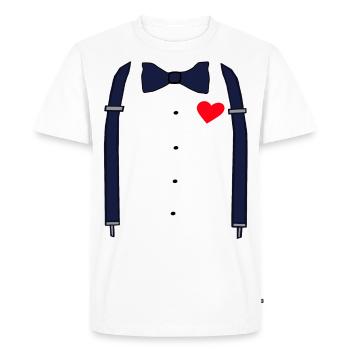Bretelles et nœud papillon avec coeurs JGA Fun Shirt - T-shirt Premium bio Homme - blanc - Devant - Nico (187cm)