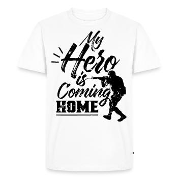 Mon héros Vient à la maison Bienvenue à la maison - T-shirt Premium bio Homme - blanc - Devant - Nico (187cm)