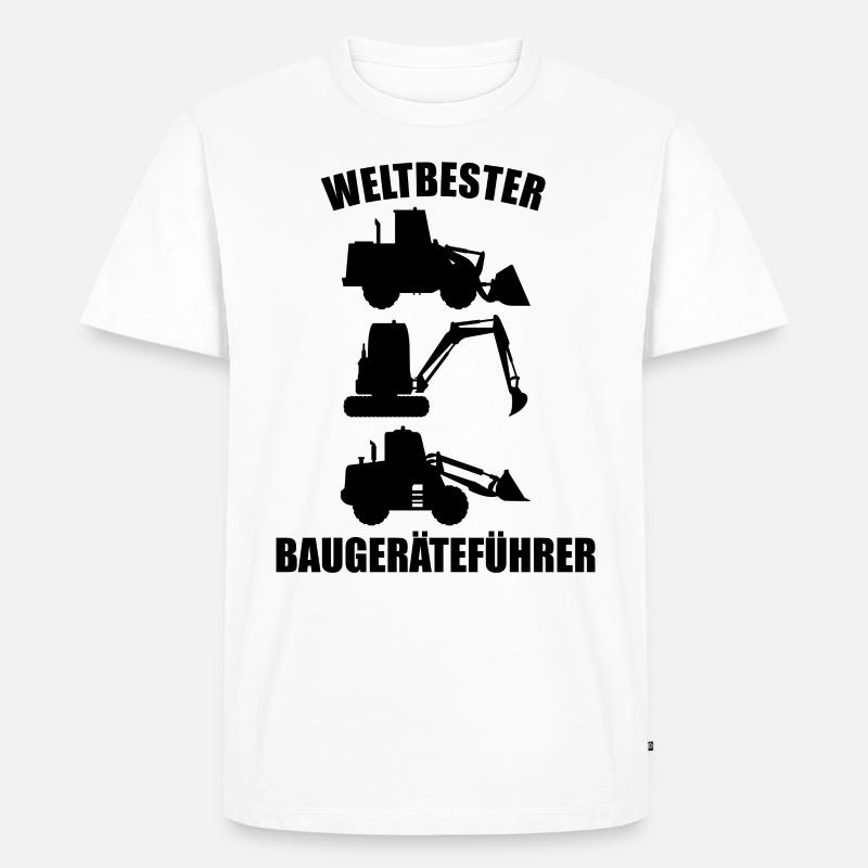 Baugeräteführer Baggerfahrer Bauarbeiter Geschenk - Männer Premium Bio T-Shirt - Weiß