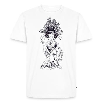Geisha Japanese Art - Men's Premium Organic T-Shirt - white - Front - Nico (187cm)