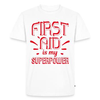 Les premiers secours sont mon super-ambulancier - T-shirt Premium bio Homme - blanc - Devant - Nico (187cm)