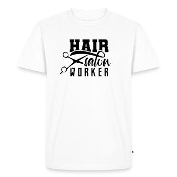 Salon de coiffure Salon de coiffure Salon de coiffure - T-shirt Premium bio Homme - blanc - Devant - Nico (187cm)