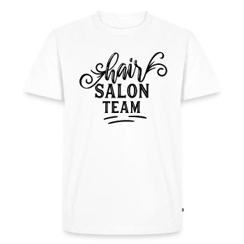 Salon de coiffure Salon de coiffure Salon de coiffure - T-shirt Premium bio Homme - blanc - Devant - Nico (187cm)