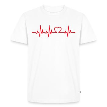 Heartbeat Heartbeat Heart - Valentine's Day Gift - Men's Premium Organic T-Shirt - white - Front - Nico (187cm)