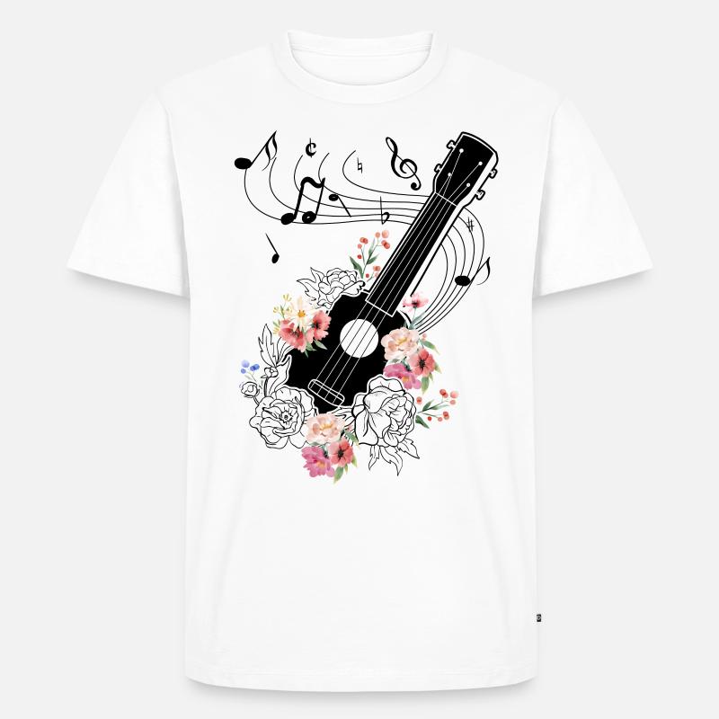 Ukulele mit Blumen Geschenk - Männer Premium Bio T-Shirt - Weiß