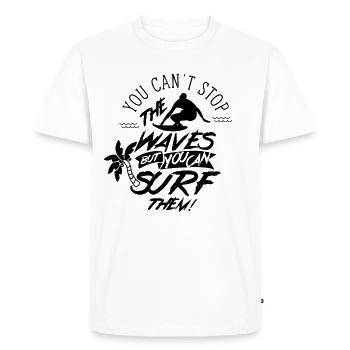 Vous pouvez Les Vagues Ne pas arrêter Surf sur surf - T-shirt Premium bio Homme - blanc - Devant - Nico (187cm)