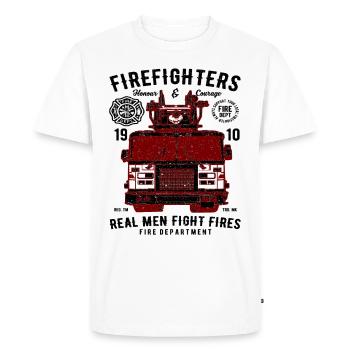Les pompiers les vrais hommes combattent les incendies - T-shirt Premium bio Homme - blanc - Devant - Nico (187cm)