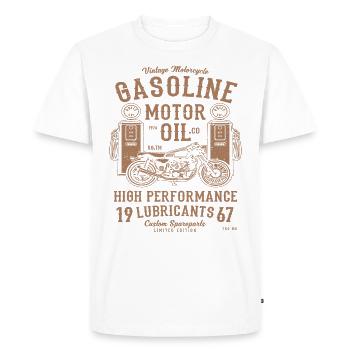 Moto vintage essence essence moteur custom motorisation - T-shirt Premium bio Homme - blanc - Devant - Nico (187cm)