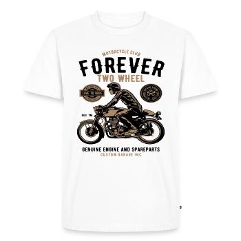 Moto Pour Toujours Deux roues Custom Motor Biker - T-shirt Premium bio Homme - blanc - Devant - Nico (187cm)