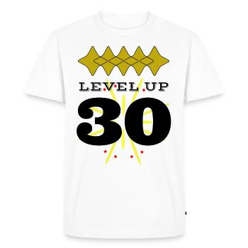 Level Up 30 - Men's Premium Organic T-Shirt - white - Front - Nico (187cm)