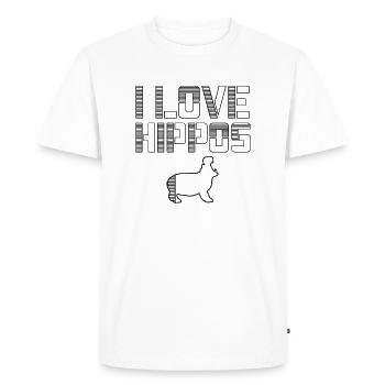 J’aime hippopotame Hippopotames Drôle hippopotame - T-shirt Premium bio Homme - blanc - Devant - Nico (187cm)