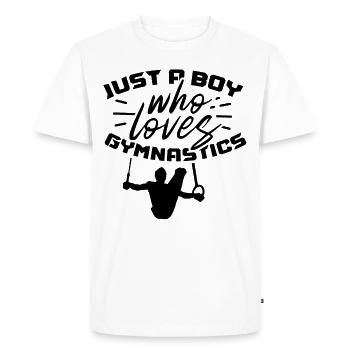 Un garçon La Gymnastique Aime gymnaste acrobate - T-shirt Premium bio Homme - blanc - Devant - Nico (187cm)