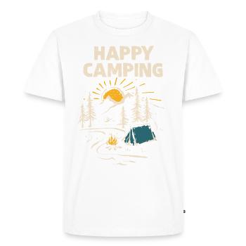 Happy Camping Holiday in a Tent - Camper Outfit - Men's Premium Organic T-Shirt - white - Front - Nico (187cm)