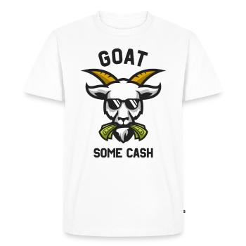 Goat some Cash drôle chèvre mange de l’argent - T-shirt Premium bio Homme - blanc - Devant - Nico (187cm)