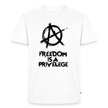 Symbole punk anarchie « La liberté est un privilège » - T-shirt Premium bio Homme - blanc - Devant - Nico (187cm)