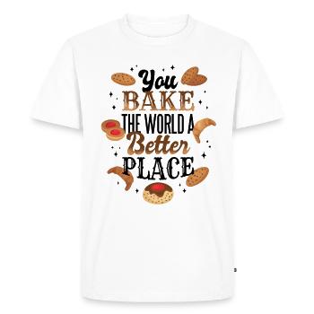 Bake Bake Better Place Gift - Men's Premium Organic T-Shirt - white - Front - Nico (187cm)