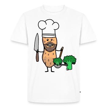 Sauve végétalien légumes cacahuètes cuisinier cuisine saine - T-shirt Premium bio Homme - blanc - Devant - Nico (187cm)