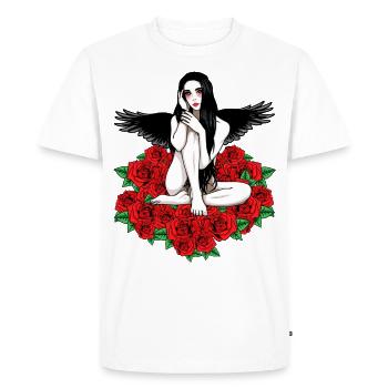 Black Angel Red Roses Fantasy Heavenly Dark - Men's Premium Organic T-Shirt - white - Front - Nico (187cm)