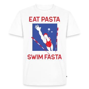 Eat Pasta Swim Fasta Swimmer Gift Swimming - Men's Premium Organic T-Shirt - white - Front - Nico (187cm)