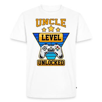 Uncle Level Unlocked - Men's Premium Organic T-Shirt - white - Front - Nico (187cm)