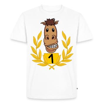 Chevaux Placement Cavaliers Chevauchant Cheval Fou - T-shirt Premium bio Homme - blanc - Devant - Nico (187cm)