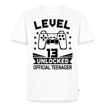 13ème anniversaire Gaming Level 13 Unlocked Cadeau - T-shirt Premium bio Homme - blanc - Devant - Nico (187cm)