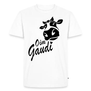 Oim Gaudi - cow farmer farmer farmer walking - Men's Premium Organic T-Shirt - white - Front - Nico (187cm)
