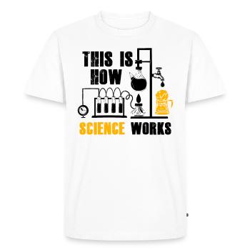How Science Works Funny Beer Home - Men's Premium Organic T-Shirt - white - Front - Nico (187cm)