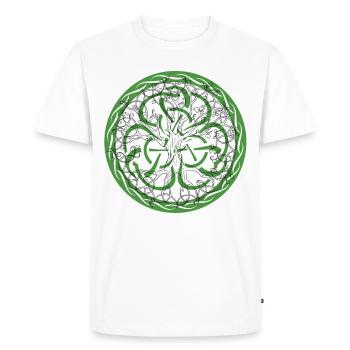 Celtic Ireland Viking Celtic Knot Pattern Tree - Men's Premium Organic T-Shirt - white - Front - Nico (187cm)