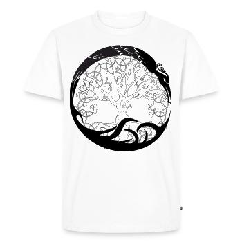 Celtic Ireland Viking Celtic Knot Pattern Tree - Men's Premium Organic T-Shirt - white - Front - Nico (187cm)