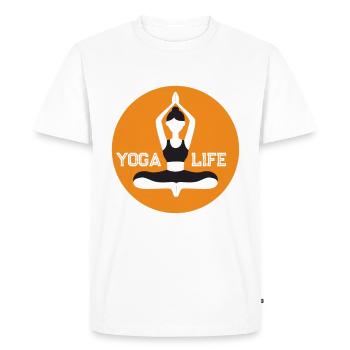 Vie de yoga - T-shirt Premium bio Homme - blanc - Devant - Nico (187cm)