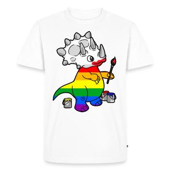 Triceratops LGBT Rainbow - Men's Premium Organic T-Shirt - white - Front - Nico (187cm)