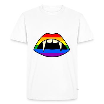 LGBT Lips Vampire Rainbow Flag Gay Pride - Men's Premium Organic T-Shirt - white - Front - Nico (187cm)