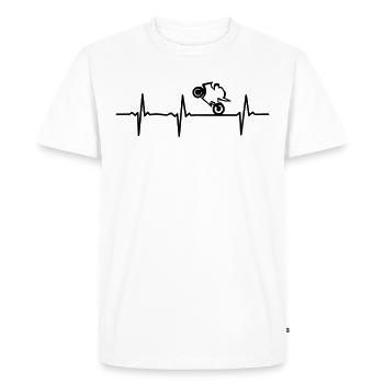 Super-athlète battement de coeur moto Wheelie - T-shirt Premium bio Homme - blanc - Devant - Nico (187cm)
