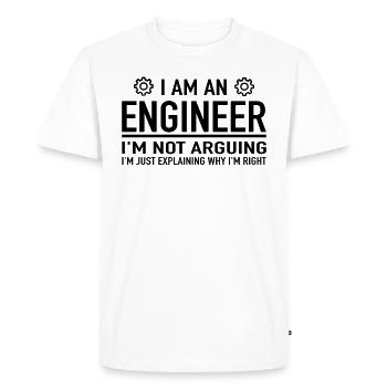 I Am An Engineer I'm Not Arguing Engineering - Men's Premium Organic T-Shirt - white - Front - Nico (187cm)