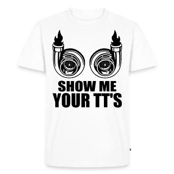 Show Me Your Turbos - Car Twin Turbo Street Racing - T-shirt Premium bio Homme - blanc - Devant - Nico (187cm)